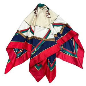 Weill Paris Red Carriage Square Silk Scarf
